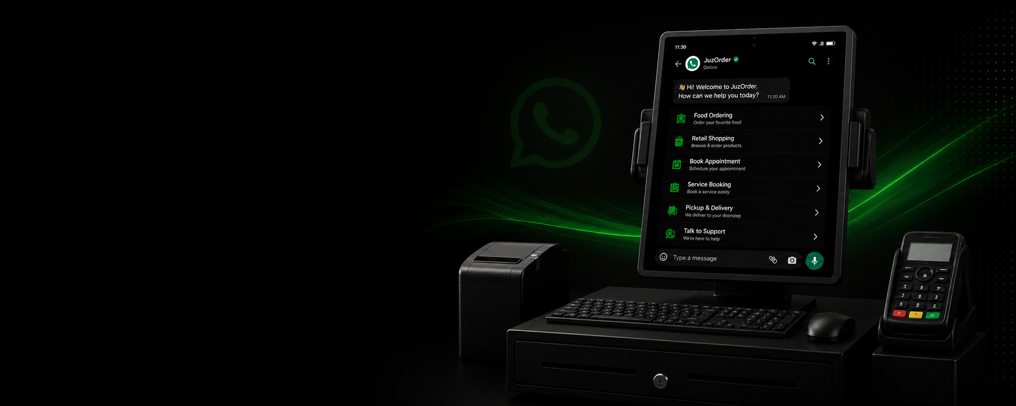 JuzOrder WhatsApp ordering on mobile